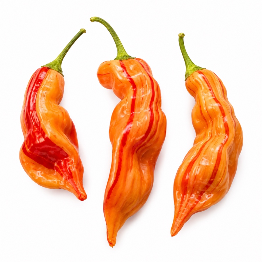 Piments Sugar Rush Stripey frais, cultivés pour la Ferme Clémentoise.