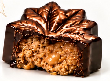 Chocolat à l'érable coupé en deux : Biscoff croquant.